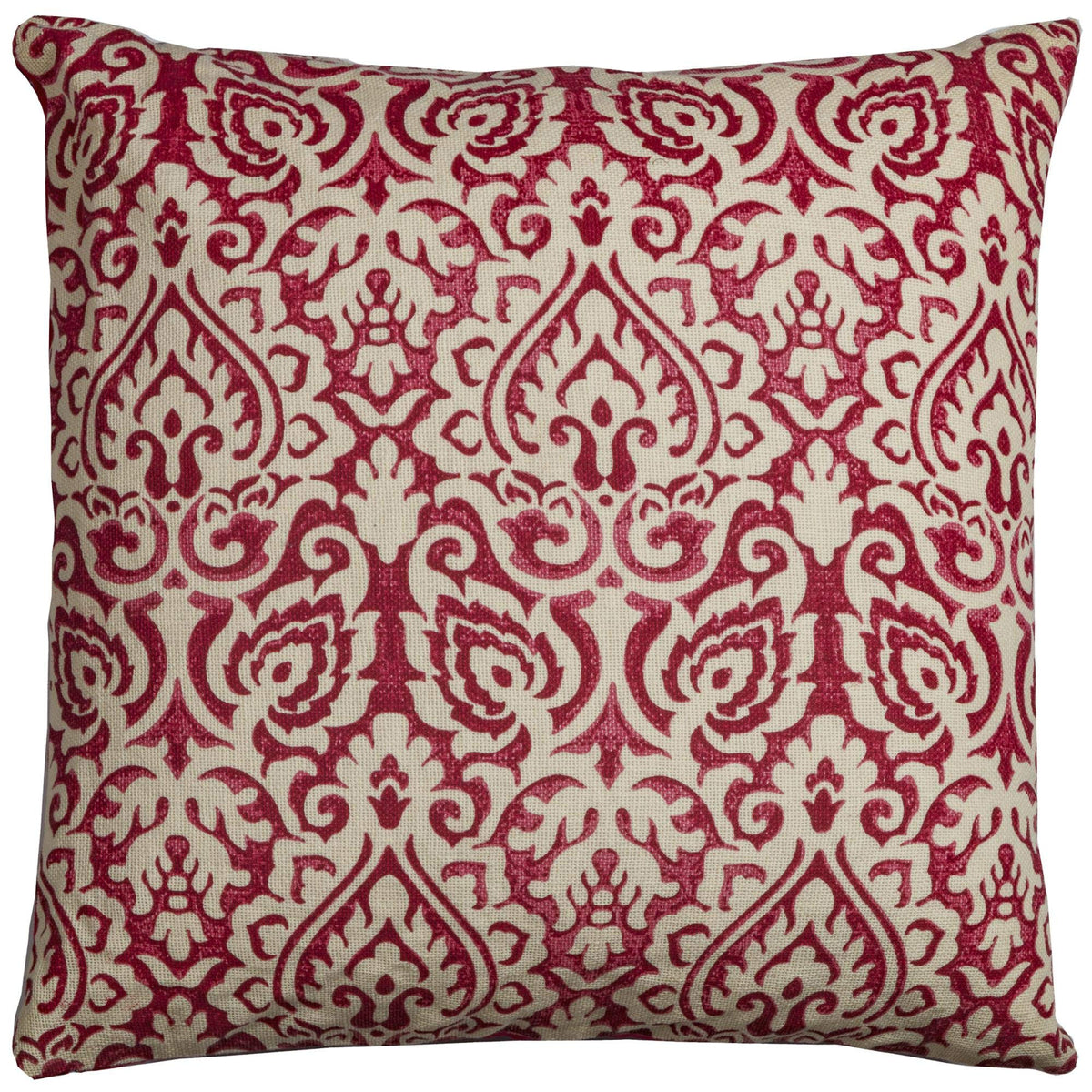 Rizzy Home | T11815 | 22"x22" Red/Neutral/Orange Damask Decorative Pillow | Poly Fill