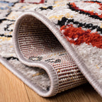 Safavieh Amsterdam Collection Runner Rug - 2'3'' X 14', Light Grey & Multi, Moroccan Boho Design, Non-Shedding & Easy Care, Idea