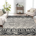 KUTA Morocca Area Rug 5x7 Black Navy Blue, Washable Boho Living Room Rug Non-Slip, Ultra Soft Geometric Print Traditional Farmho