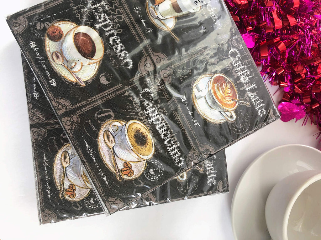 20-Ct Coffee Napkins Black And White Napkins Decorative Paper Napkins For Decoupage Fall Paper Napkins Tea Party Napkins Valenti