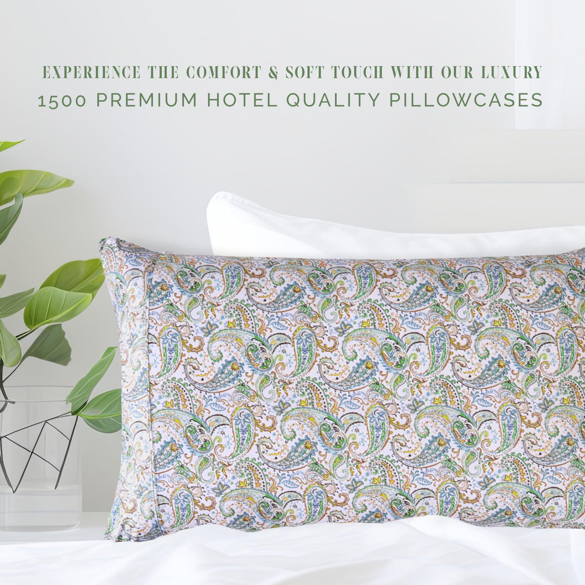 Elegant Comfort Ultra Soft Set Of 2 Floral Print Pillowcases - 1500 Premium Hotel Quality Microfiber, Soft And Smooth Envelope Closure 2-Piece Pillow Covers - King, Paisley Teal