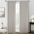 QJmydeco Thick Linen Blackout Curtains 90 Inches Long for Bedroom/Dining Room 2 Panels Set, Pleated Curtain with Pin Hooks Natur