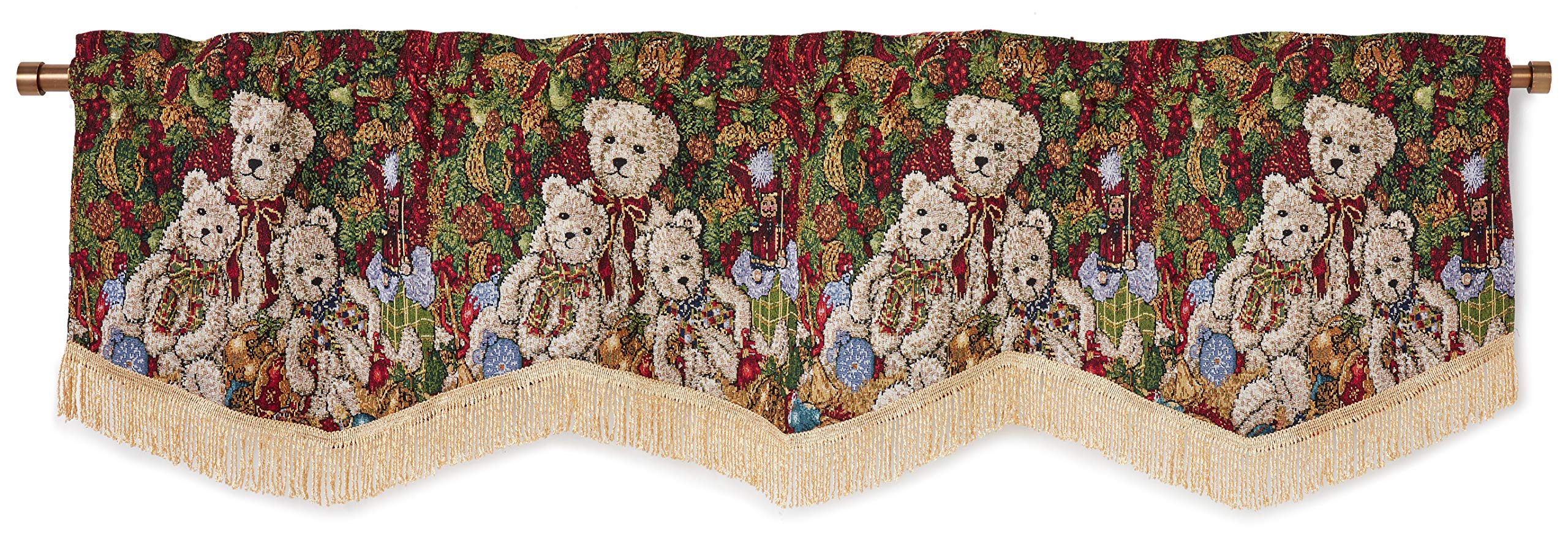 Violet Linen Decorative Christmas Teddy Bears Design Tapestry 60' X 15' Window Valance