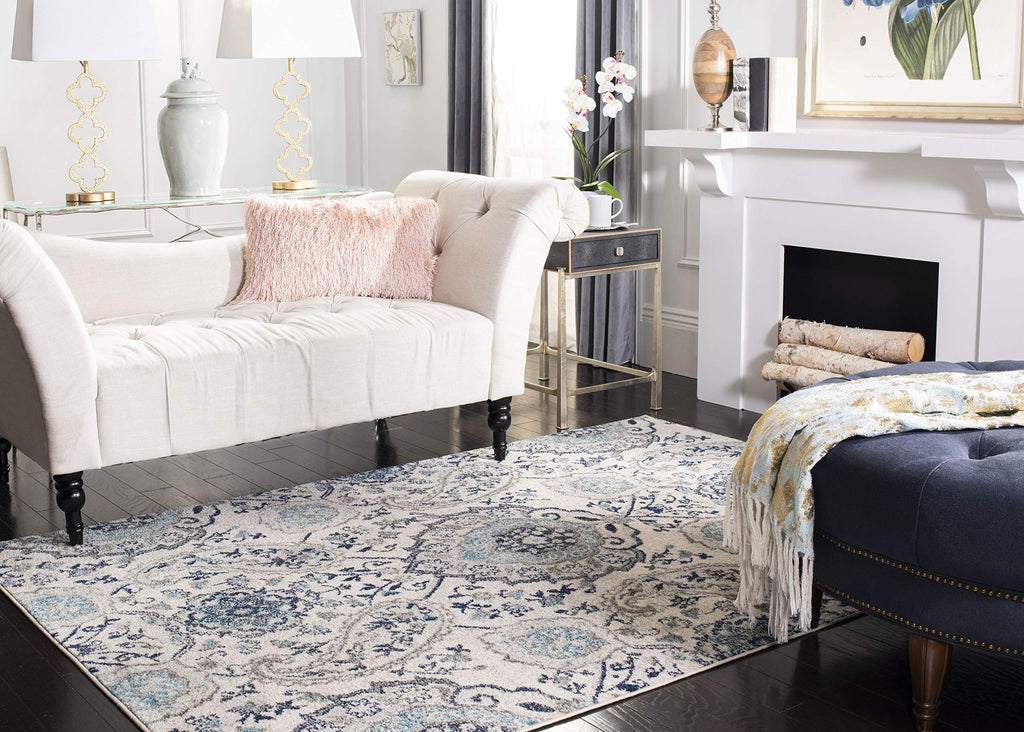 Safavieh Madison Collection Area Rug - 5'3'' X 7'6'', Cream & Light Grey, Boho Chic Glam Paisley Design, Non-Shedding & Easy Car