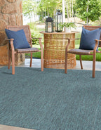 Unique Loom Outdoor Solid Collection Area Rug (4' 1'' Square Teal/Navy Blue)