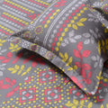 Huesland By Ahmedabad Cotton 144 Tc Double Bedsheet Cotton With 2 Pillow Covers | Grey, Yellow & Pink