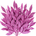 Winlyn 20 Pcs Pink Glitter Bay Leaf Sprays Artificial Christmas Tree Picks Sprays 12.7 Tall for Pink Christmas Tree Wreath Swag 
