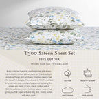 Laura Ashley Home - Queen Sheets, Soft Sateen Cotton Bedding Set - Sleek, Smooth, & Breathable Home Decor (Garden Muse Blue, 4 Pieces, Queen)