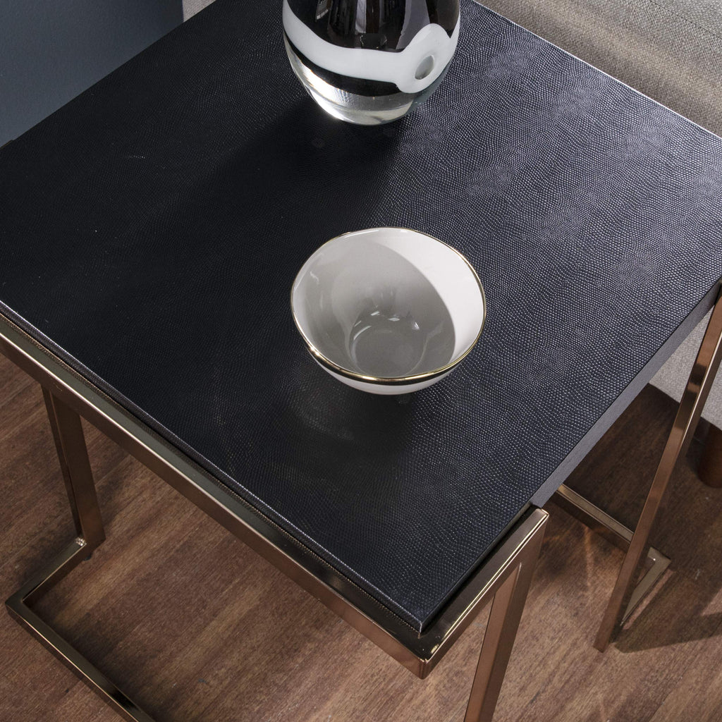SEI Furniture Barcia Side Table, Standard, Black, Champagne