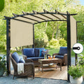 Ecoopts 10'X16' Outdoor Shade Cover Canopy Sun Shade Cover With Grommets Weighted Rods For Pergola Patio Porch (Beige)