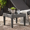 Wicker Rattan Side Table Patio Wicker Table, Outdoor Square Rattan Coffee Table End Table With Tempered Glass Top For Patio Porc
