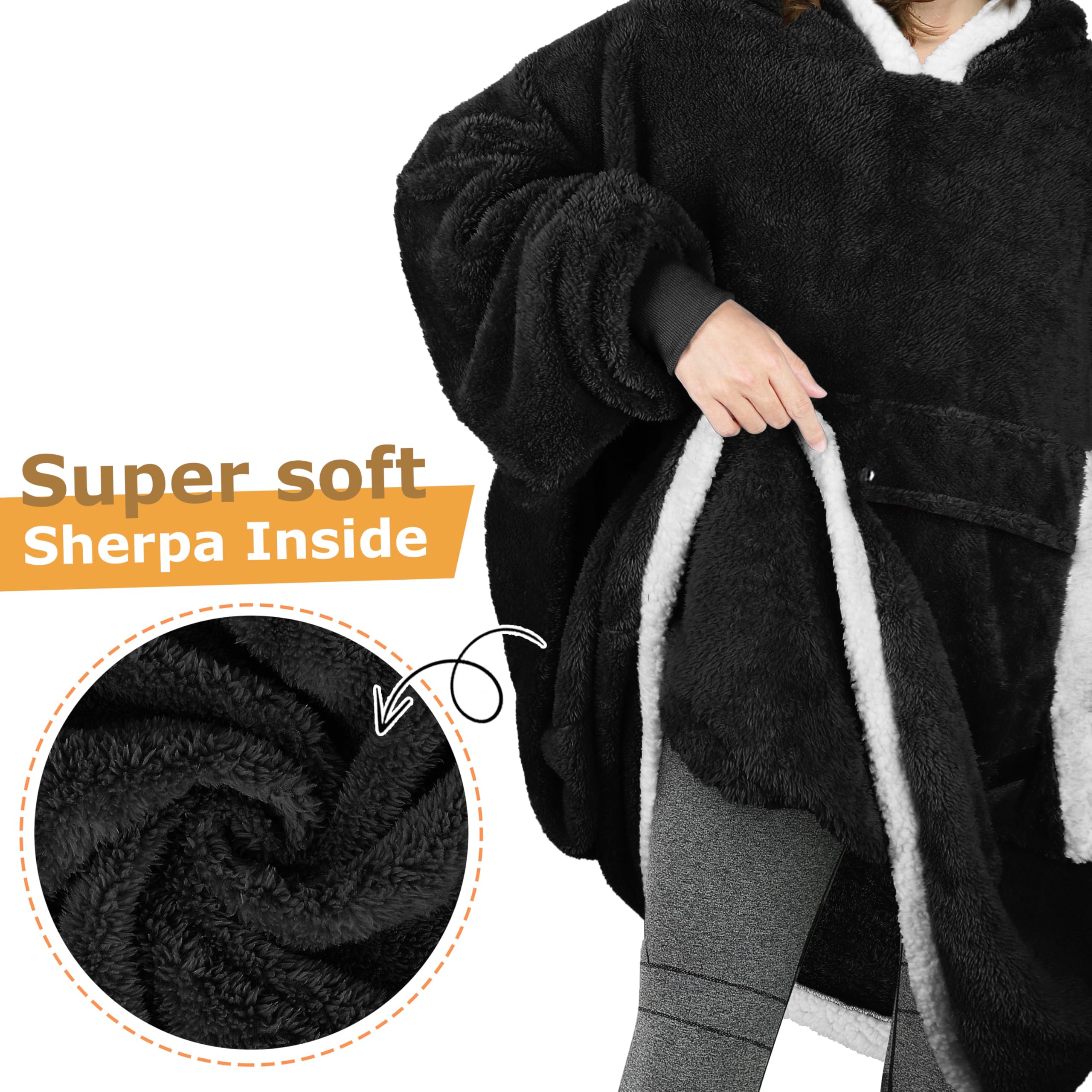 Catalonia Oversized Hoodie Blanket Sweatshirt, Wearable Sherpa Fleece Giant Pullover For Adults Men Women Teenagers Wife Girlfri