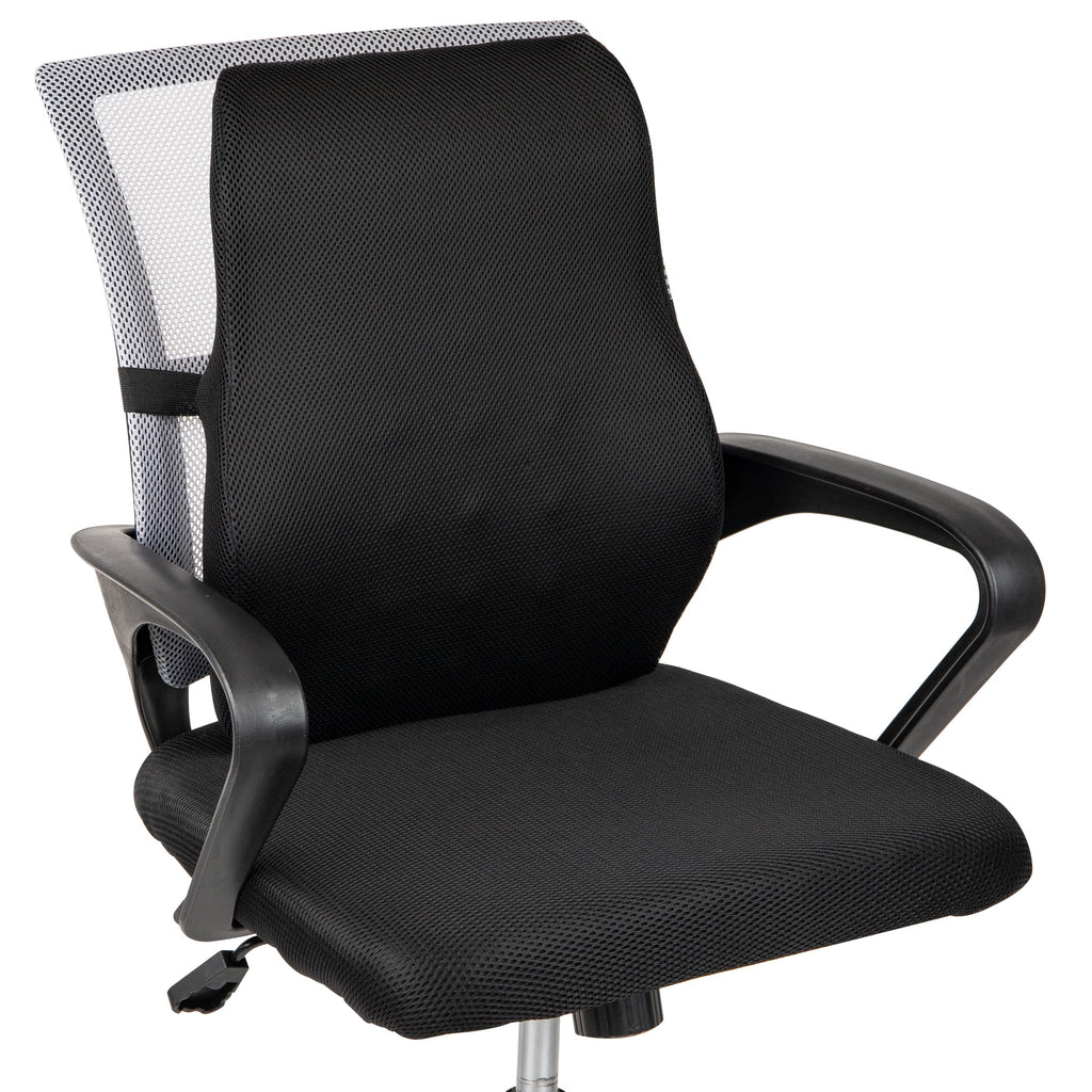 Mind Reader Ergonomic Lower Back Cushion, Office Chair Support, Posture Corrector, Memory Foam, 17'' L x 14.75'' W x 5'' H, Blac