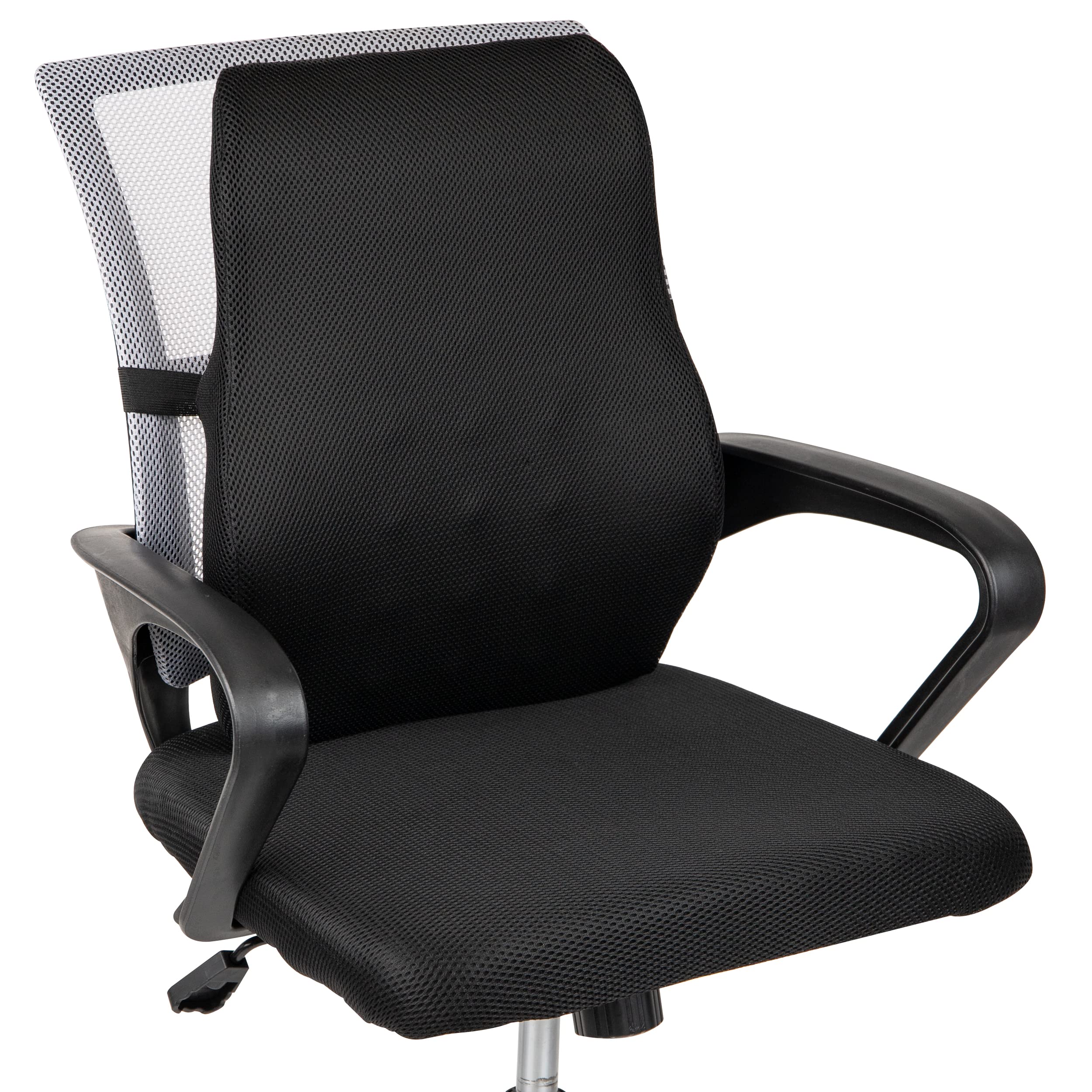 Mind Reader Ergonomic Lower Back Cushion, Office Chair Support, Posture Corrector, Memory Foam, 17'' L x 14.75'' W x 5'' H, Blac