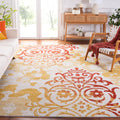 SAFAVIEH Adirondack Collection Area Rug - 9 x 12, Grey & Gold, Floral Glam Damask Distressed Design, Non-Shedding & Easy Care,