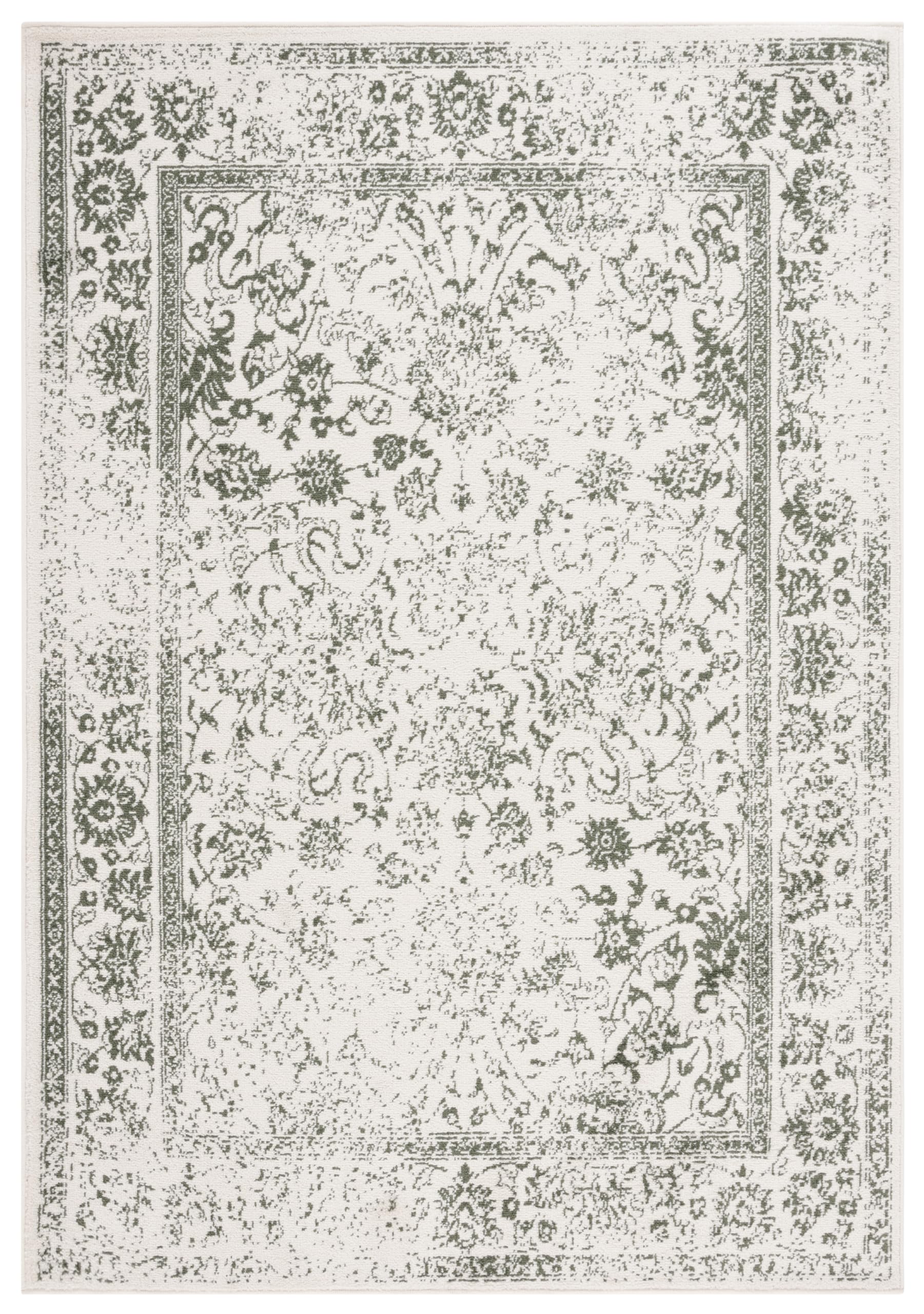SAFAVIEH Adirondack Collection Area Rug - 3 x 5, Ivory & Dark Green, Oriental Distressed Design, Non-Shedding & Easy Care, Ide