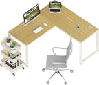 SHW L-Shape Corner Office Computer Desk Engineered Wood Oak 55 x 60 Inches OD-005-2