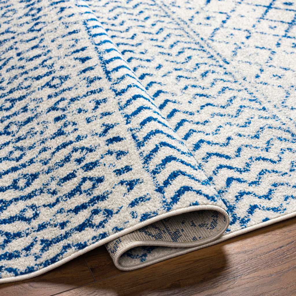 Livabliss Chester Boho Moroccan Area Rug, 7'10'' X 11', Cream/Royal Blue