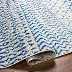 Livabliss Chester Boho Moroccan Area Rug, 7'10'' X 11', Cream/Royal Blue