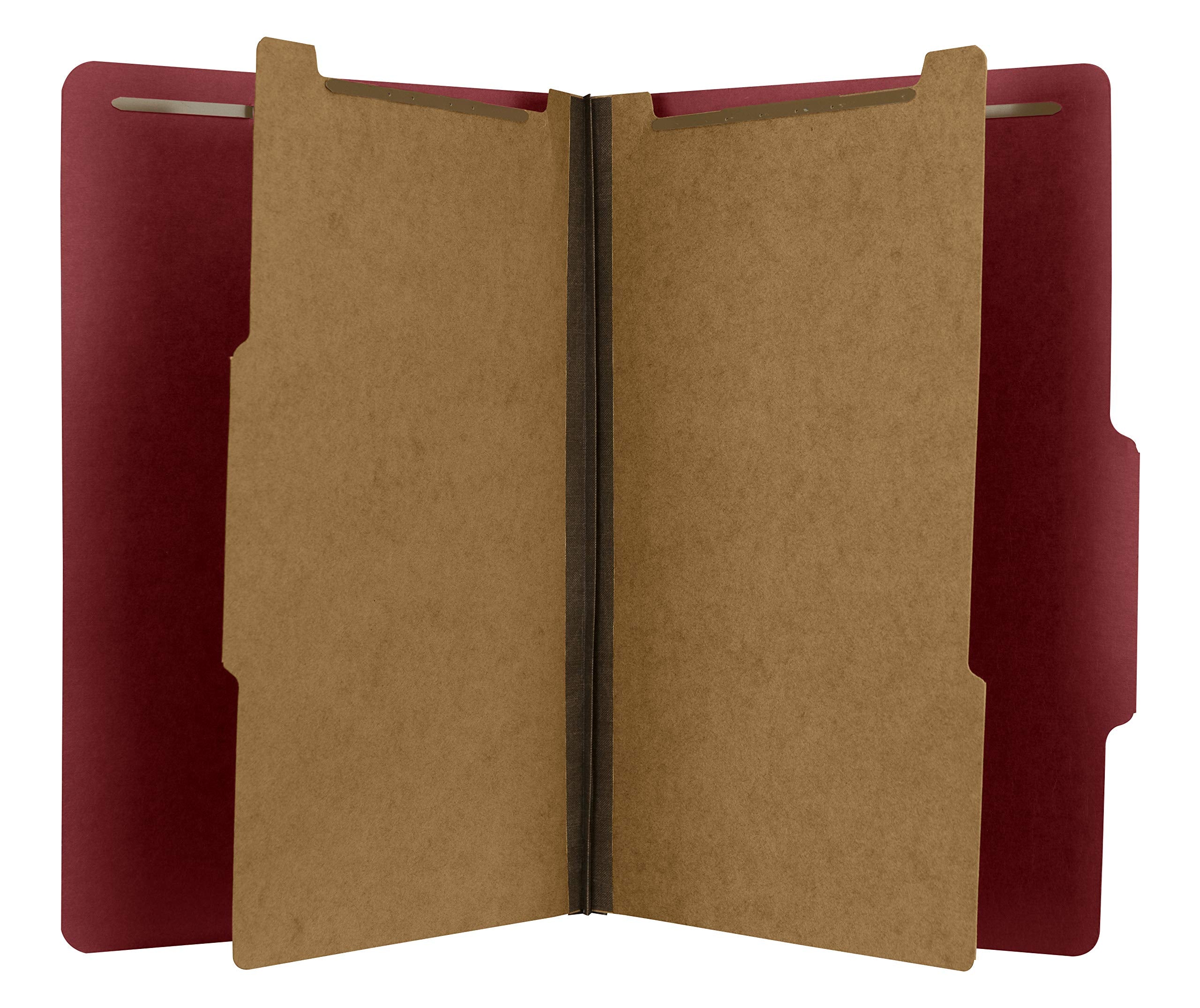 The File King Pressboard Classification Ruby Red Partition File Folder | Legal Size - Box Of 10 | Two Dividers | Six 2    Durabl