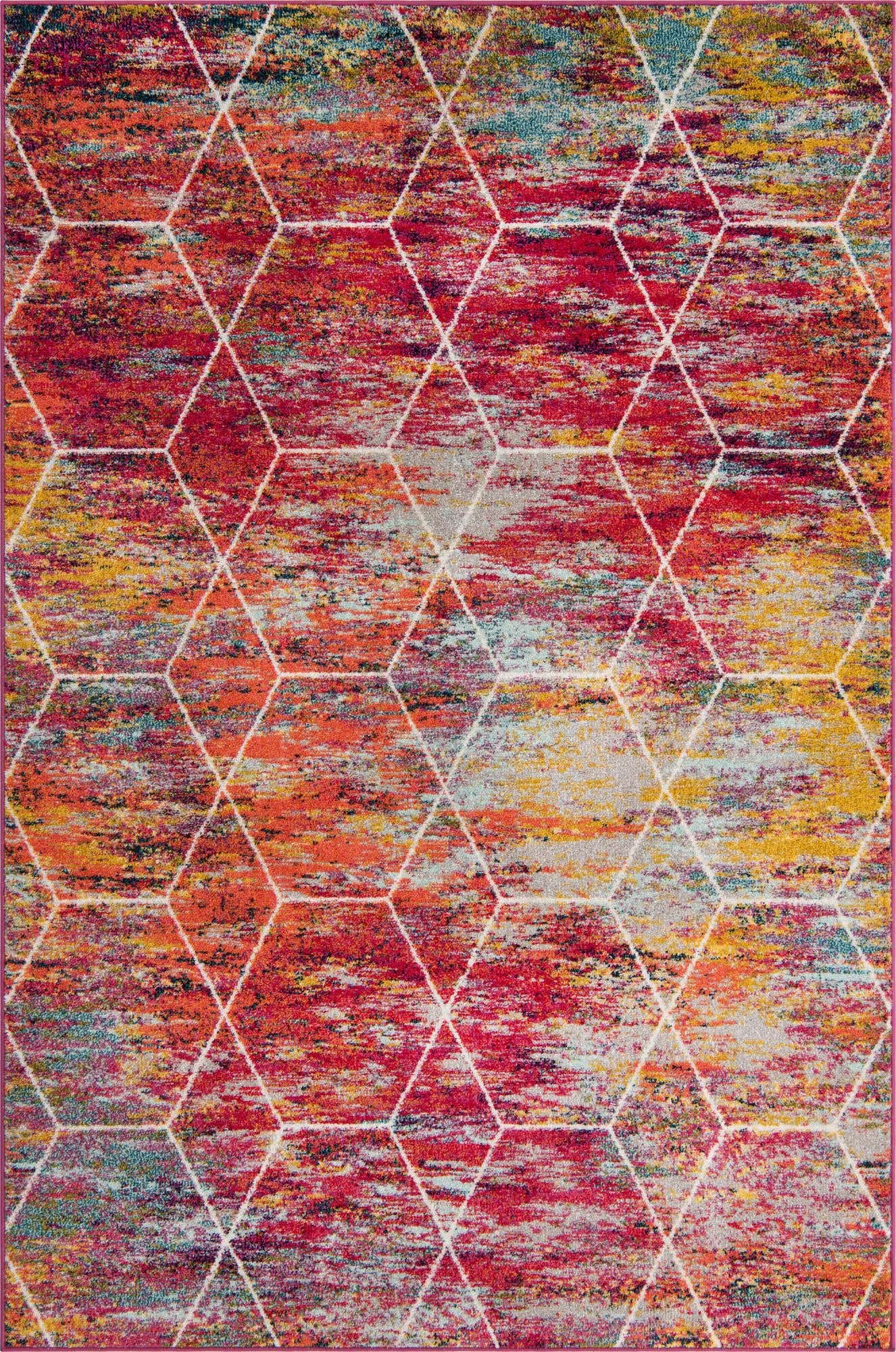 Unique Loom Trellis Frieze Collection Area Rug - Geometric (6 x 9, Multi/ Ivory)
