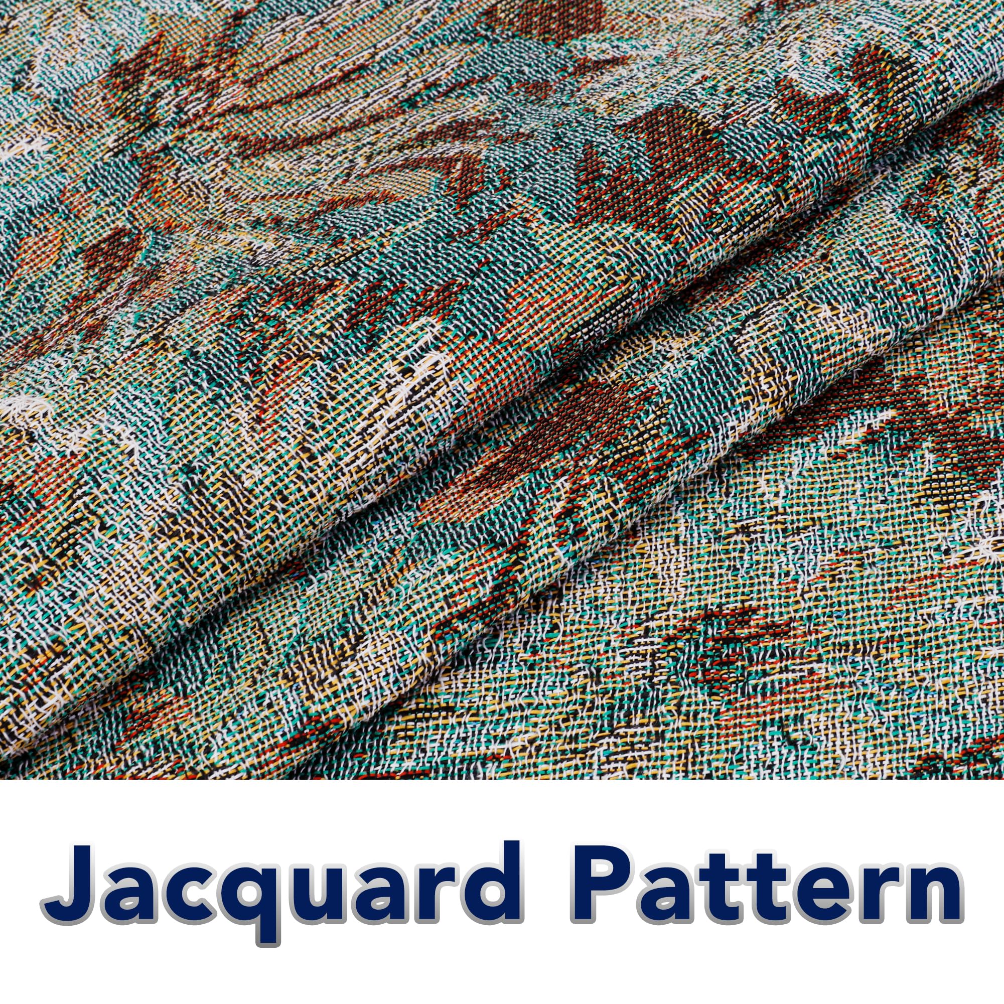 Purefit Geometric Jacquard Throw Sofa Cover - Textured Soft Washable Decorative Couch Covers For 3 Cushion Couch, Throw Cover With Tassels Furniture Protector For Pets, Kids (X-Large, Flower Sage)