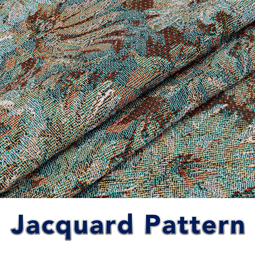 Purefit Geometric Jacquard Throw Sofa Cover - Textured Soft Washable Decorative Couch Covers For 3 Cushion Couch, Throw Cover With Tassels Furniture Protector For Pets, Kids (Large, Flower Sage)