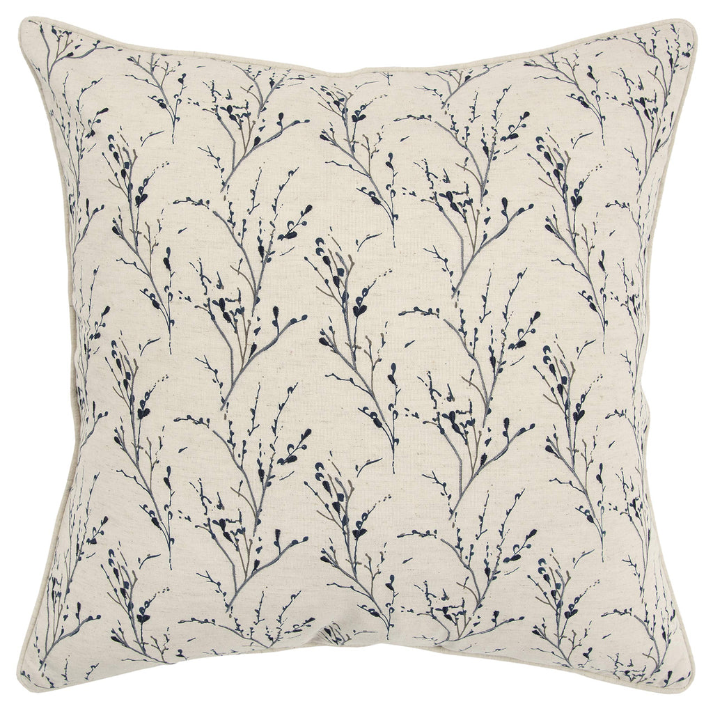 Rizzy Home Floral 20" x 20" Down Filled Pillow with Blue Cotton Cover