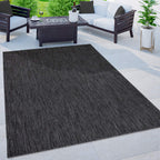 Solid Outdoor Rug For Patio Or Balcony Weatherproof In Mottled Anthracite, Size: 2'8' X 8'2'