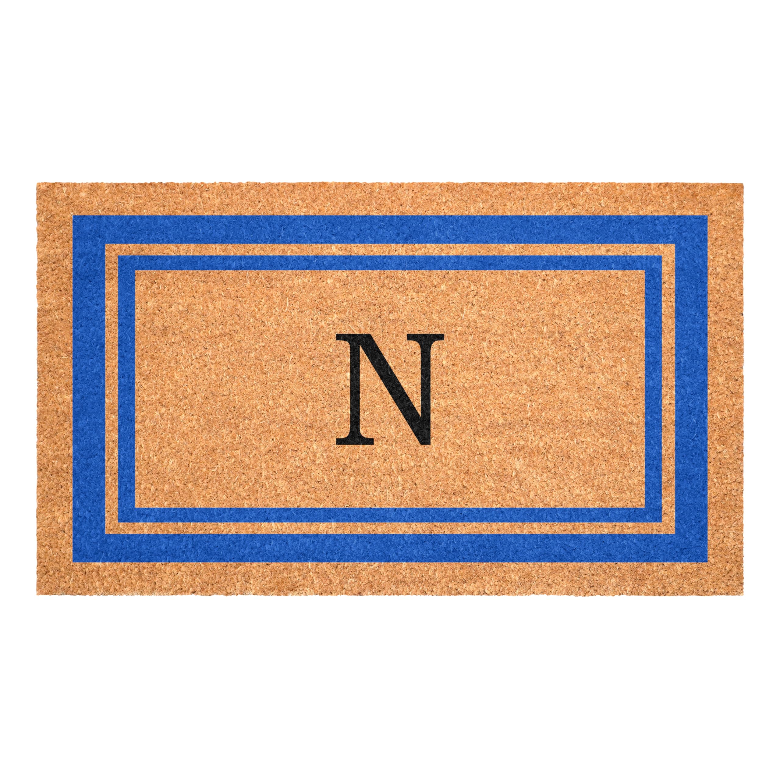 Calloway Mills 152972436N Blue Border 24 x 36 Monogram Doormat (Letter N)