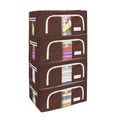 BlushBees Oxford Fabric Cloth Organizer Living Boxes, Saree Cover  24 L, Polka Dots Brown  Pack of 4
