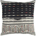 Rizzy Home | T12953 | 22"x22" Black/Gray/Red Decorative Pillow | Down Fill