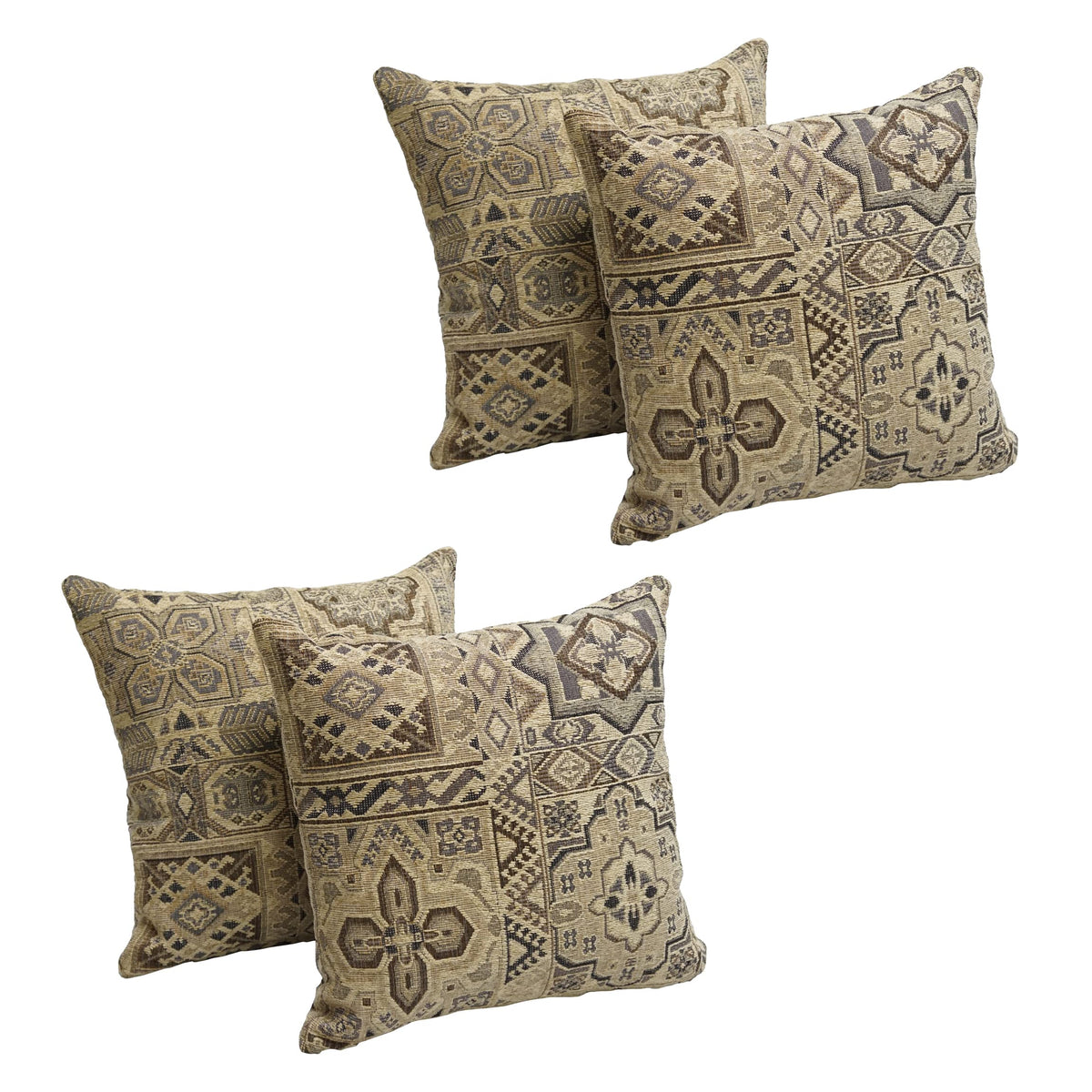 Blazing Needles Jacquard Chenille Throw Pillow, 17", Persian Mosaic 4 Count
