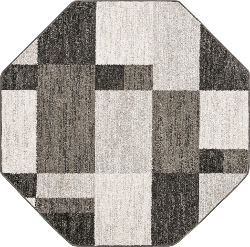 Unique Loom Autumn Collection Area Rug - Providence (5' 3'' Octagon, Gray/ Ivory)