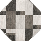Unique Loom Autumn Collection Area Rug - Providence (5' 3'' Octagon, Gray/ Ivory)