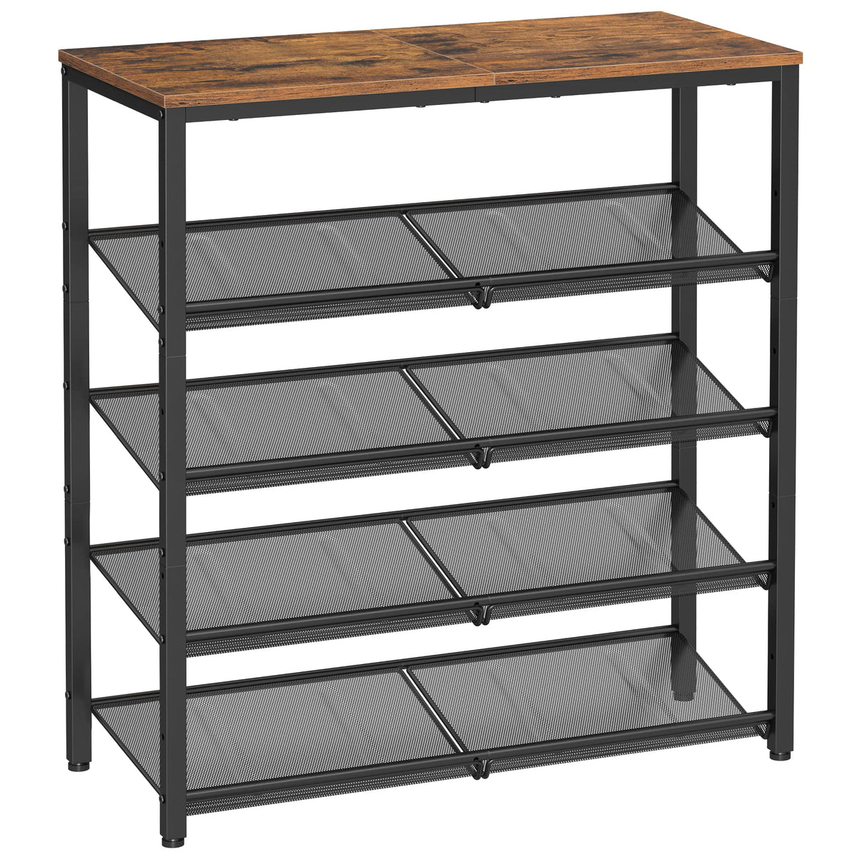 VASAGLE Shoe Rack for Entryway, 5 Tier Shoe Storage Shelves, 16-20 Pairs Shoe Organizer, with Sturdy Wooden Top and Steel Frame,