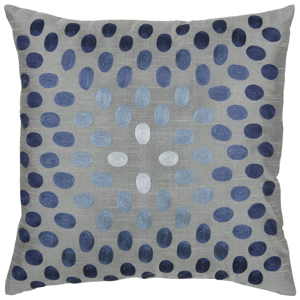 Rizzy Home T3070A Decorative Pillow, 18" x 18", Blue/Silver