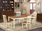 East West Furniture DOAN5-WHI-W 5 Piece Kitchen Table Set for 4 Includes a Rectangle Dining Room Table with Butterfly Leaf and 4 Dining Chairs, 42x78 Inch, Buttermilk & Cherry