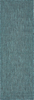 Unique Loom Collection Casual Transitional Solid Heathered Indoor/Outdoor Flatweave Area Rug (2' X 6' 1' Runner, Teal/Navy Blue
