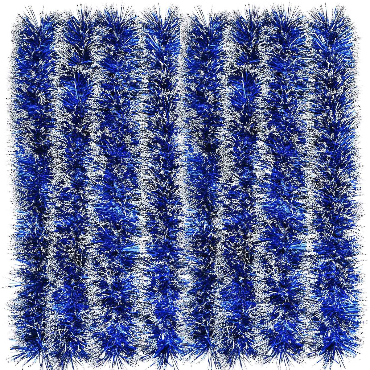 BBTO 32.8 Feet Christmas Blue and White Tinsel Garland Xmas Tree Decoration Metallic Twist Garland Ceiling Hanging Decoration fo