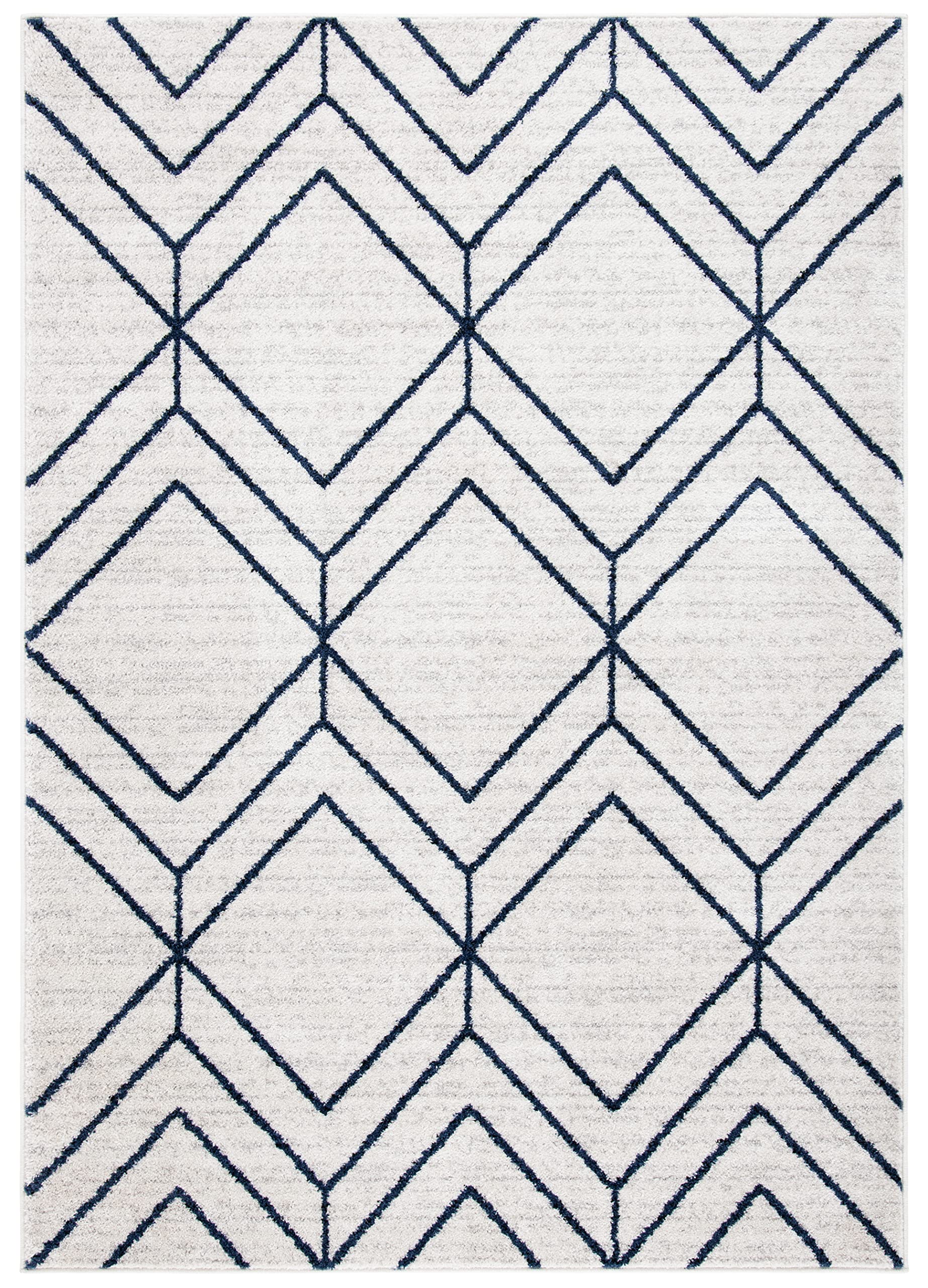 SAFAVIEH Adirondack Collection Accent Rug - 26 x 4, Light Grey & Navy, Modern Geometric Design, Non-Shedding & Easy Care, Idea