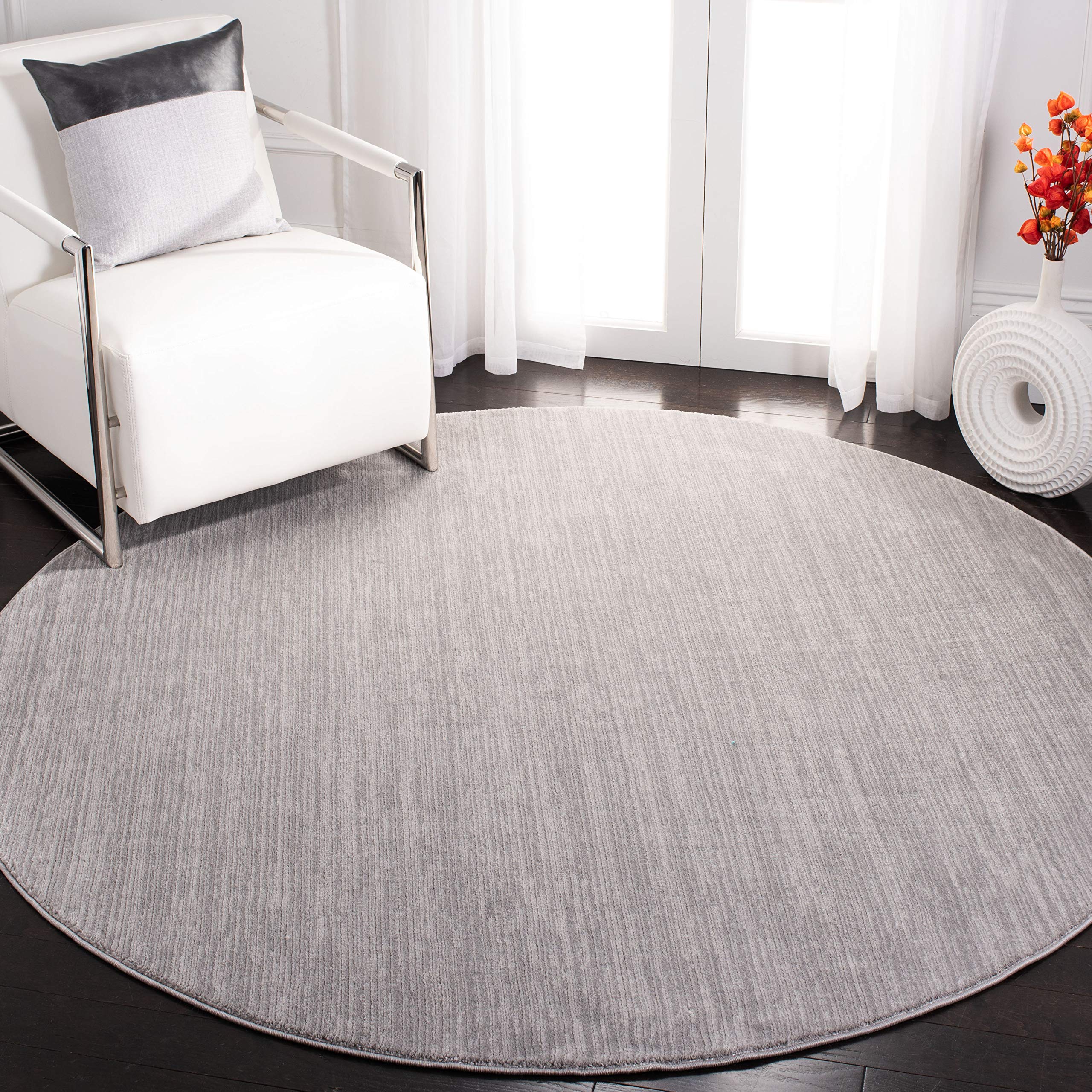 SAFAVIEH Vision Collection 9 Round Silver VSN606G Modern Ombre Tonal Chic Non-Shedding Dining Room Entryway Foyer Living Room B