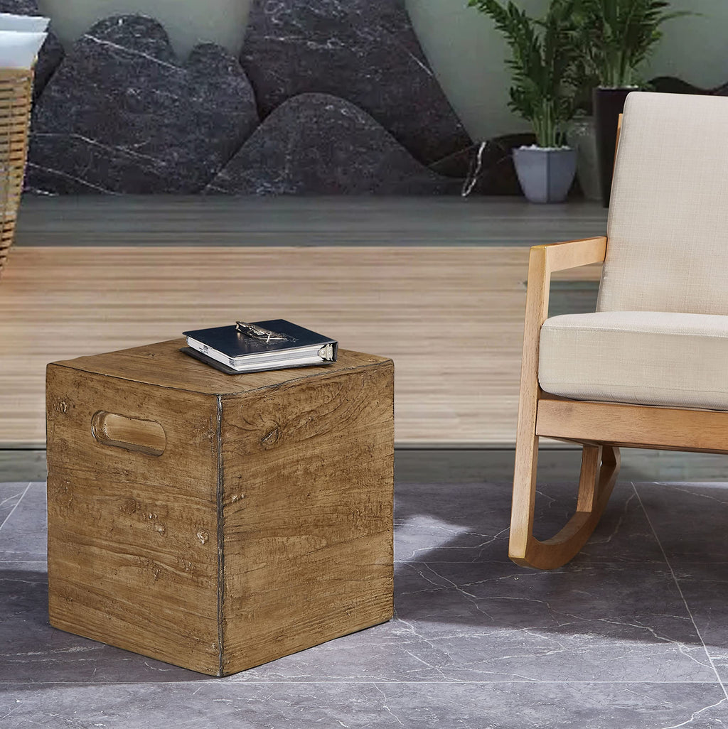 Ball & Cast Concrete Stool End Table, Light Brown