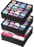Simple Houseware Closet Drawer Organizer for Clothes, Socks and Underware, 3 Pack, Black