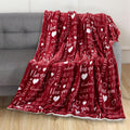 Elegant Comfort Valentine's Day Sherpa Fleece Throw Blanket for Couch - Soft and Warm Sherpa Backing Reversible Red Hearts Blank
