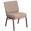 Flash Furniture Hercules Series 21''W Church Chair In Beige Fabric With Book Rack - Copper Vein Frame