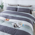 Andency Stripe Comforter Set Full Size (79X90 Inch), 3 Pieces Mint Green Patchwork Striped Comforter, Soft Microfiber Down Alter
