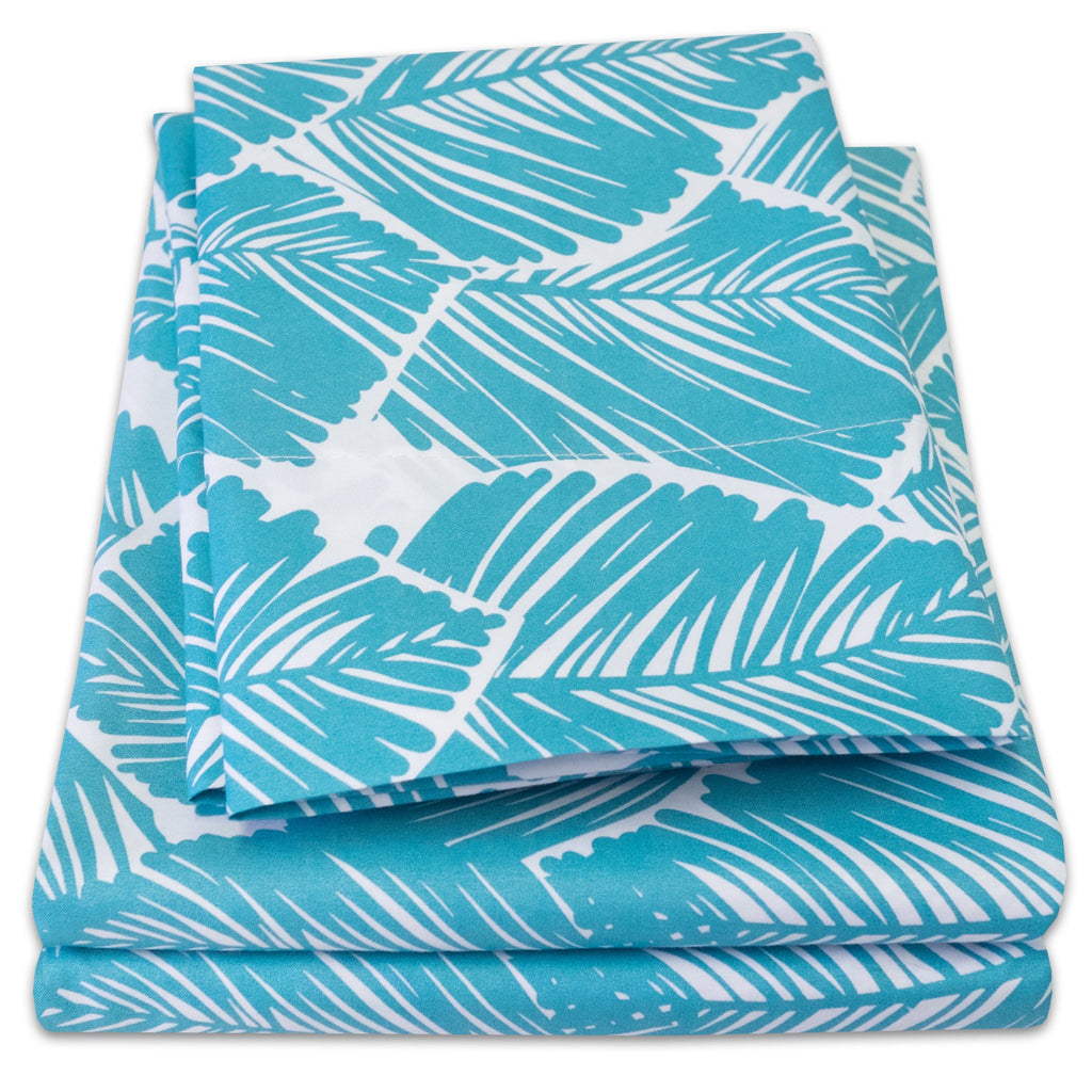 1500 Supreme Collection Extra Soft Tropical Leaf Teal Pattern Sheet Set, Twin- Luxury Bed Sheets Set With Deep Pocket Wrinkle Fr