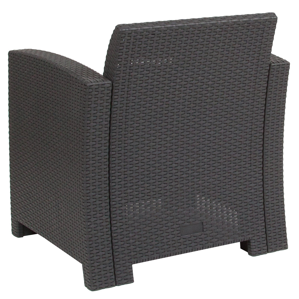 Flash Furniture Seneca Dark Gray Faux Rattan Chair with All-Weather Seneca Light Gray Cushion