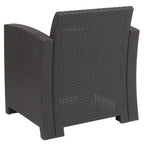 Flash Furniture Seneca Dark Gray Faux Rattan Chair with All-Weather Seneca Light Gray Cushion